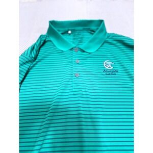 Adidas ClimaCool Men's Green Striped Golf Polo Shirt Alunyote Golf Club Logo